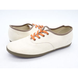 ZRK Sneakers Womens 9.5 Cream Canvas Casual Slip On Low Top Shoes Lace Up